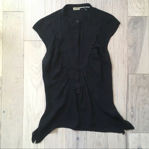 100% silk tank button up black